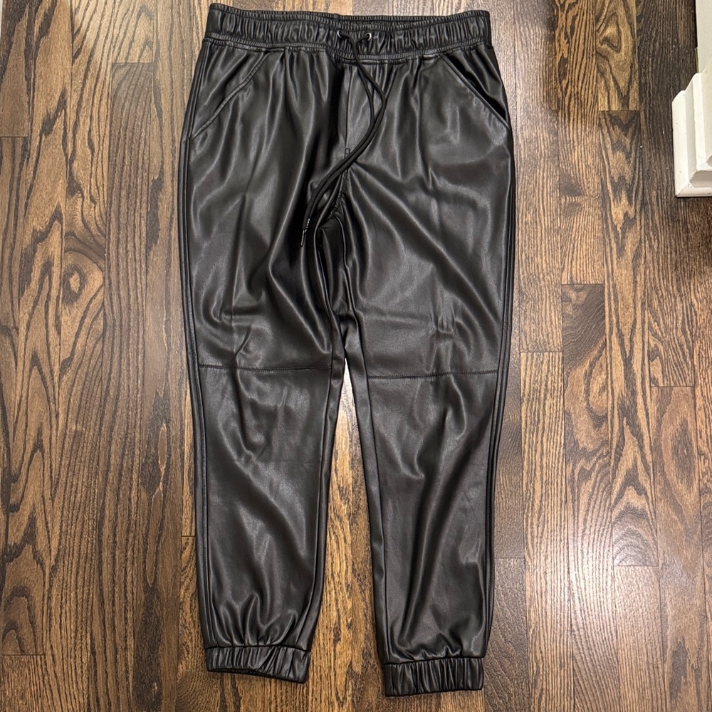 BB Dakota Faux Leather Black Joggers